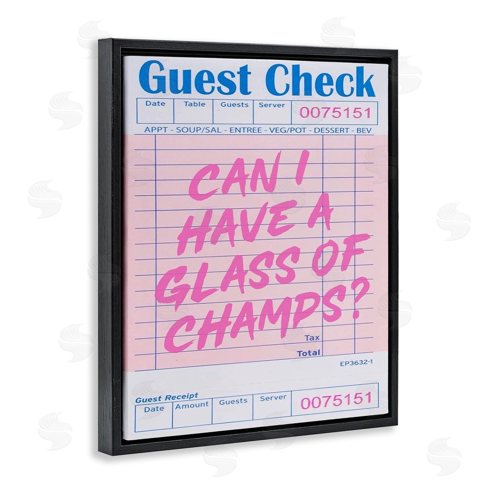 House of Lulu Vintage Receipt Champagne Phrase Black Floating Frame Canvas Wall Art Print