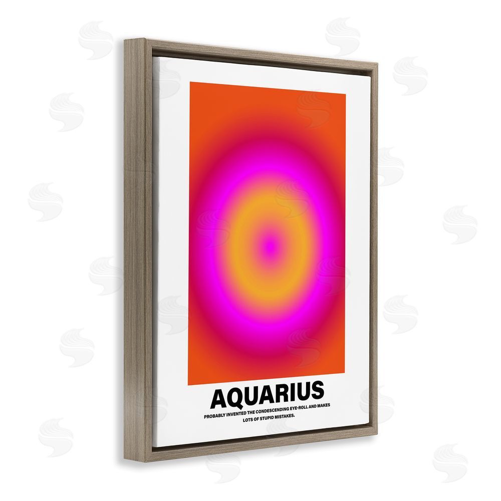 House of Lulu Funny Aquarius Astrology Brown Floating Frame Canvas Wall Art Print