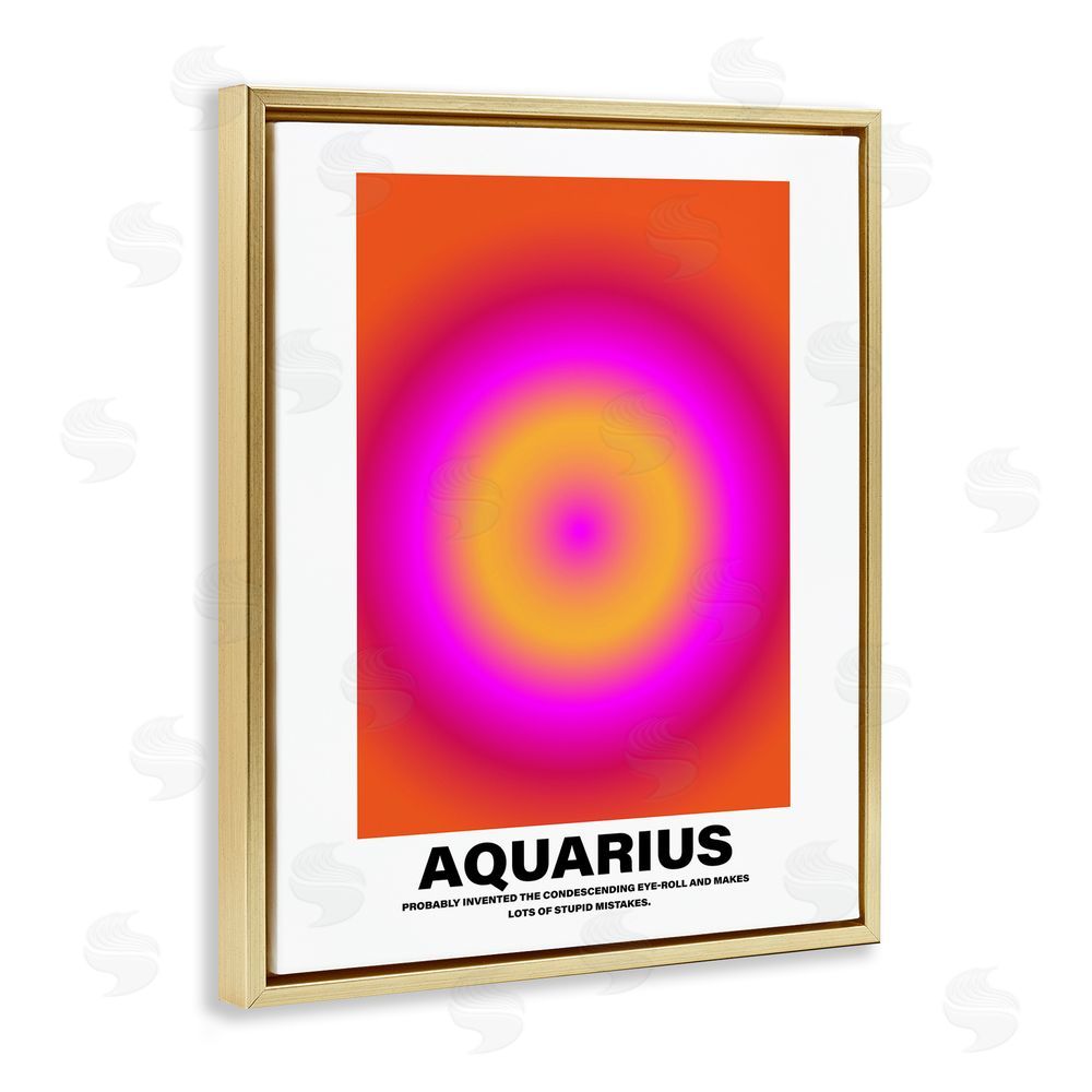 House of Lulu Funny Aquarius Astrology Gold Floating Frame Canvas Wall Art Print