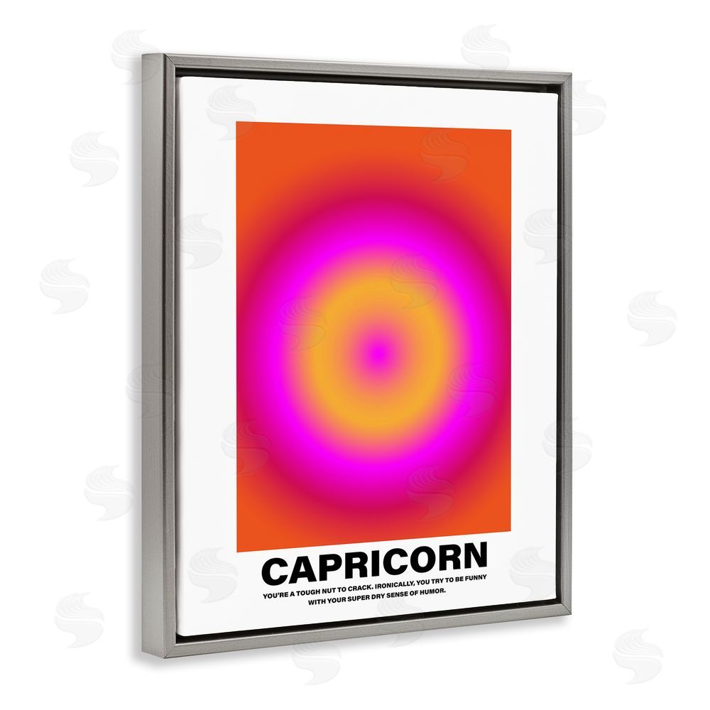 House of Lulu Funny Capricorn Astrology Grey Floating Frame Canvas Wall Art Print