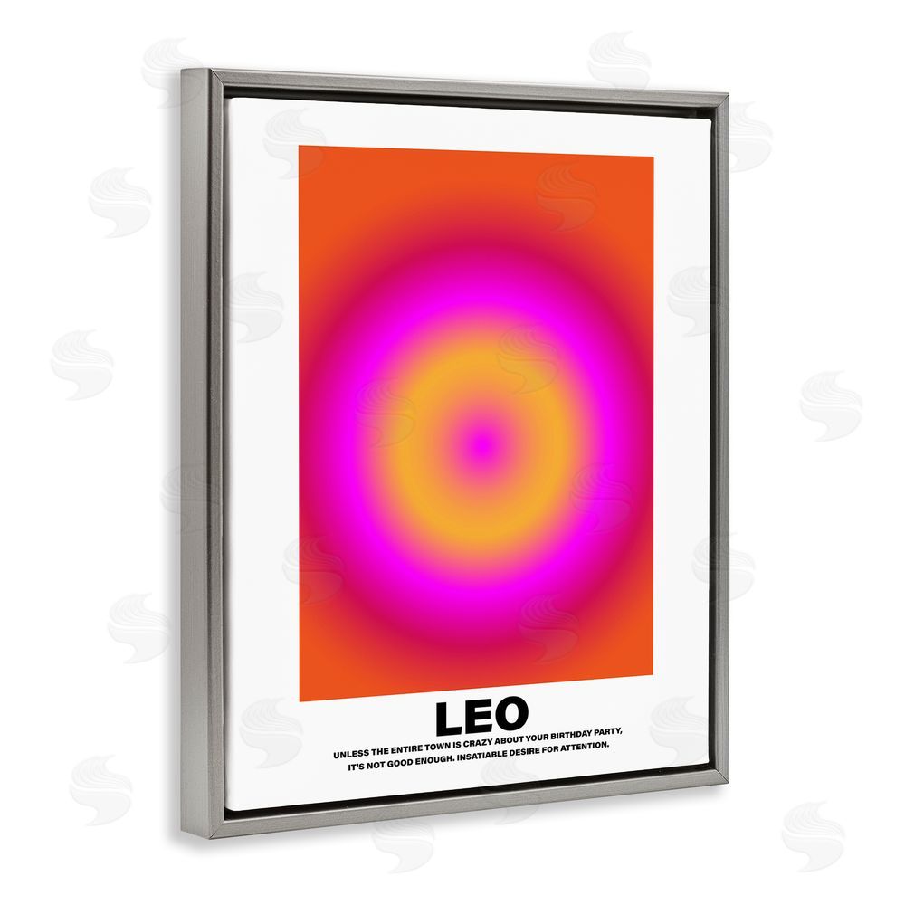 House of Lulu Funny Leo Astrology Grey Floating Frame Canvas Wall Art Print
