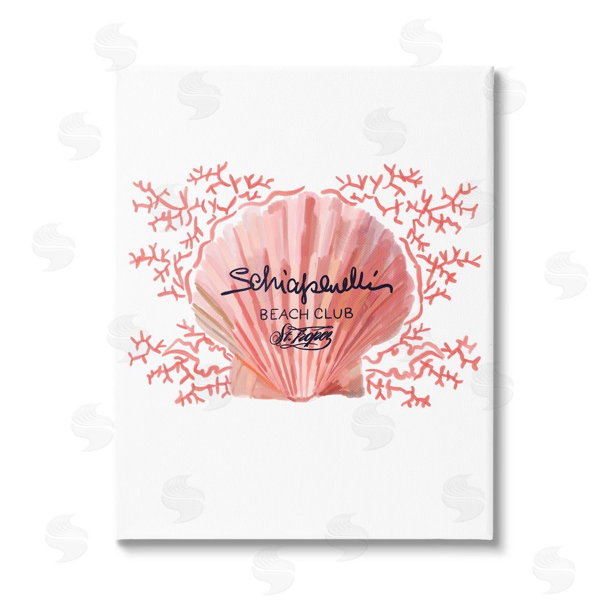 Amelia Noyes Pink Beach Club Shell Stretched Canvas Wall Art Print
