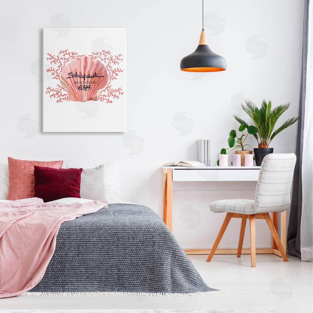 Amelia Noyes Pink Beach Club Shell Canvas Wall Art Print in Room