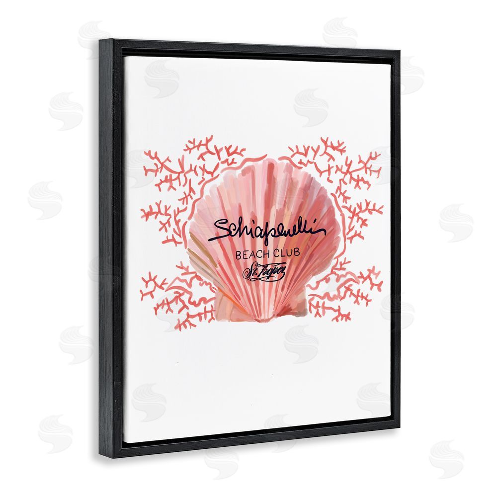 Amelia Noyes Pink Beach Club Shell Black Floating Frame Canvas Wall Art Print