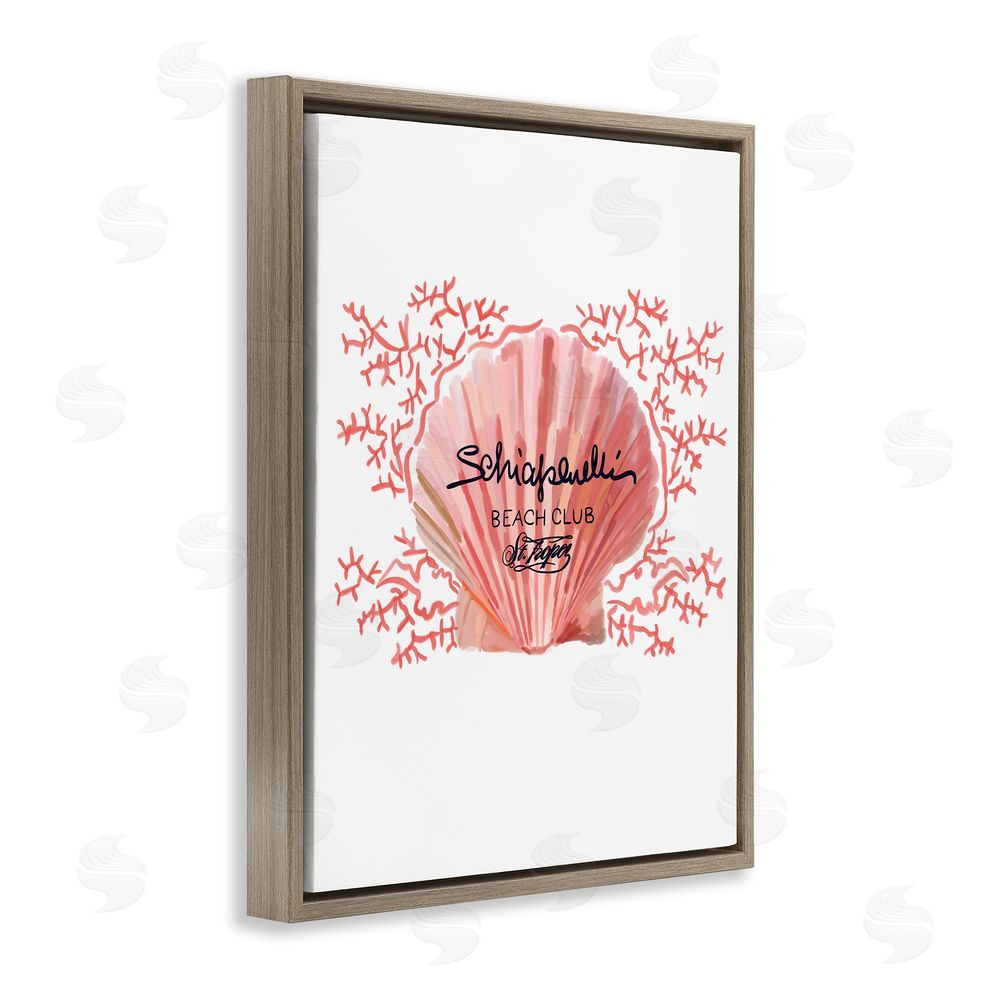 Amelia Noyes Pink Beach Club Shell Brown Floating Frame Canvas Wall Art Print