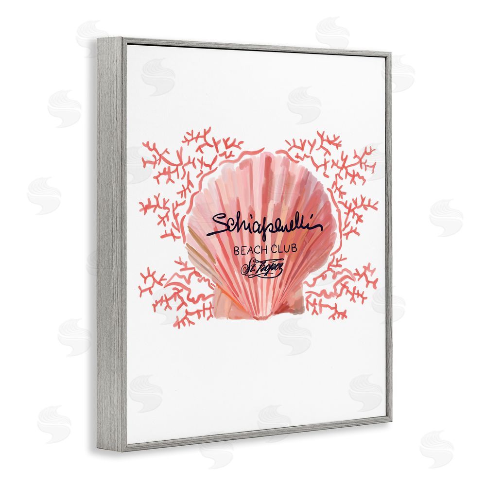 Amelia Noyes Pink Beach Club Shell Gray Framed Giclee Wall Art Print