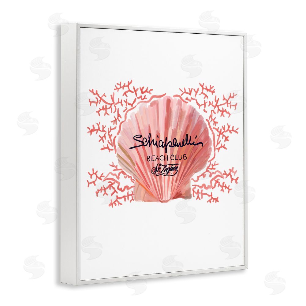 Amelia Noyes Pink Beach Club Shell White Framed Giclee Wall Art Print