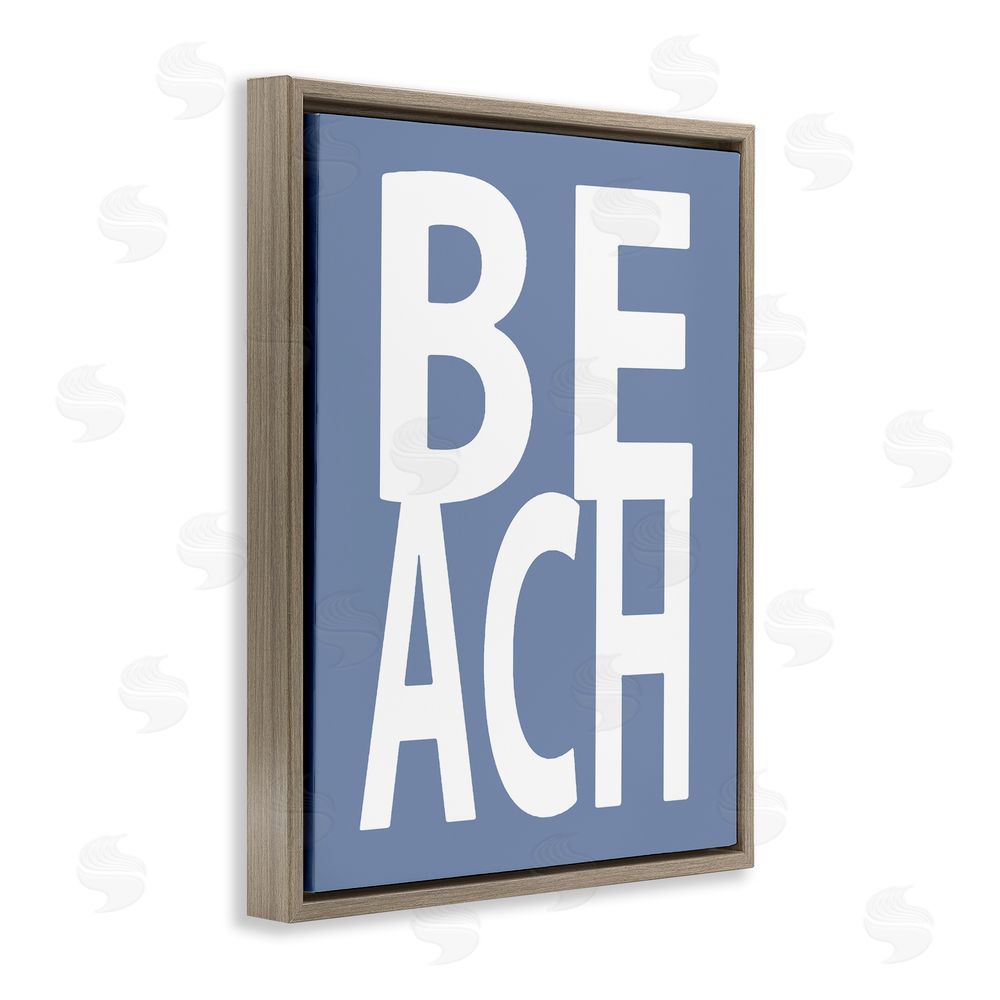 Jamie MacDowell Beach Letters Phrase Brown Floating Frame Canvas Wall Art Print