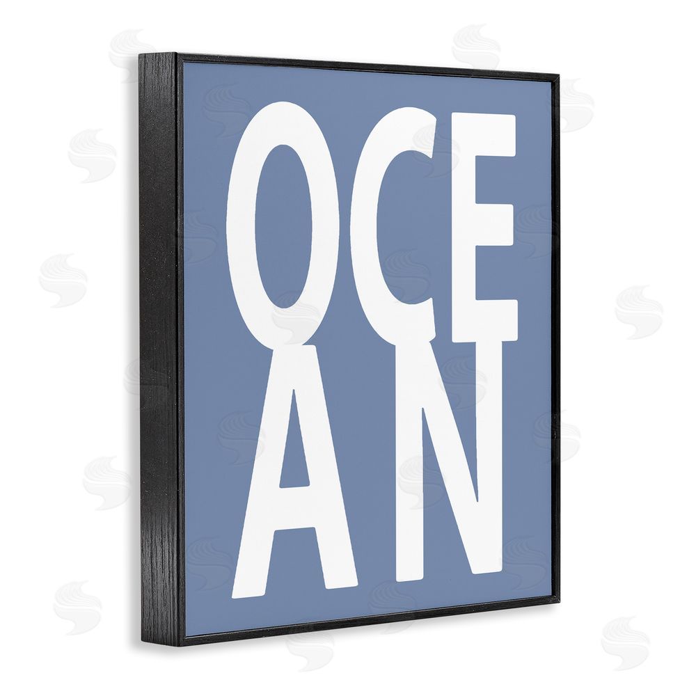 Jamie MacDowell Nautical Ocean Text Black Framed Giclee Wall Art Print
