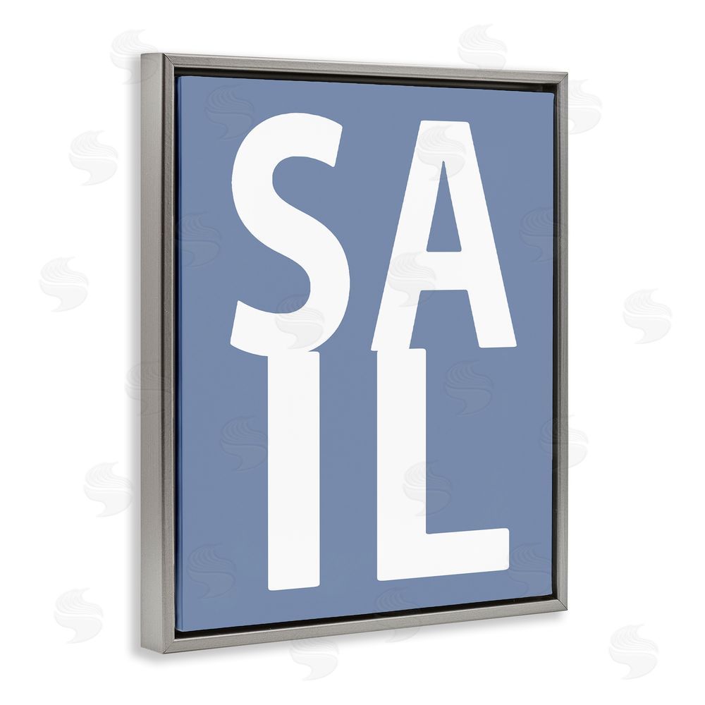 Jamie MacDowell Nautical Sail Text Grey Floating Frame Canvas Wall Art Print