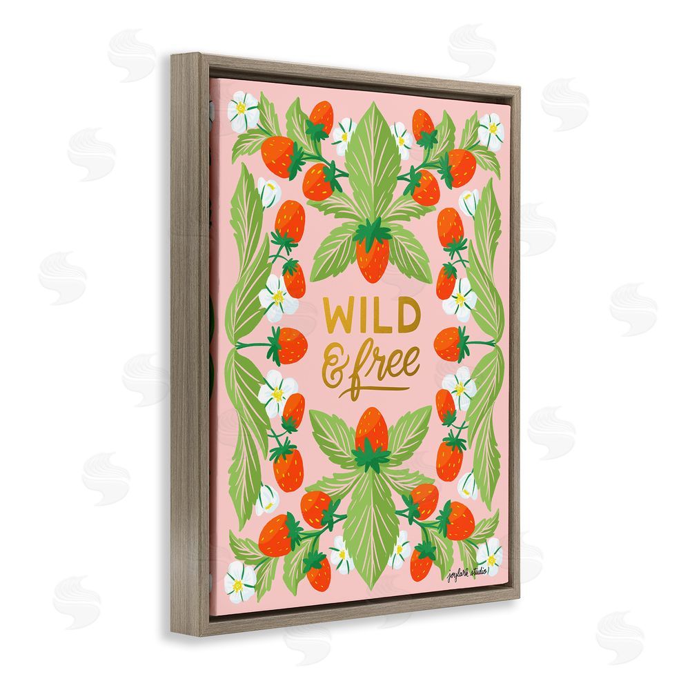 Joylark Studio Wild & Free Strawberries Brown Floating Frame Canvas Wall Art Print