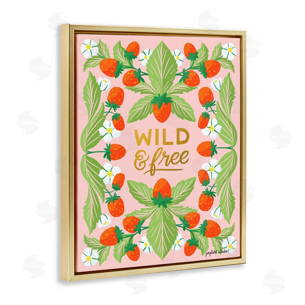 Joylark Studio Wild & Free Strawberries Gold Floating Frame Canvas Wall Art Print