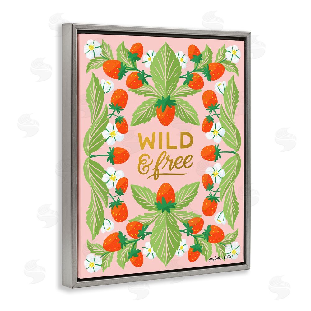 Joylark Studio Wild & Free Strawberries Grey Floating Frame Canvas Wall Art Print