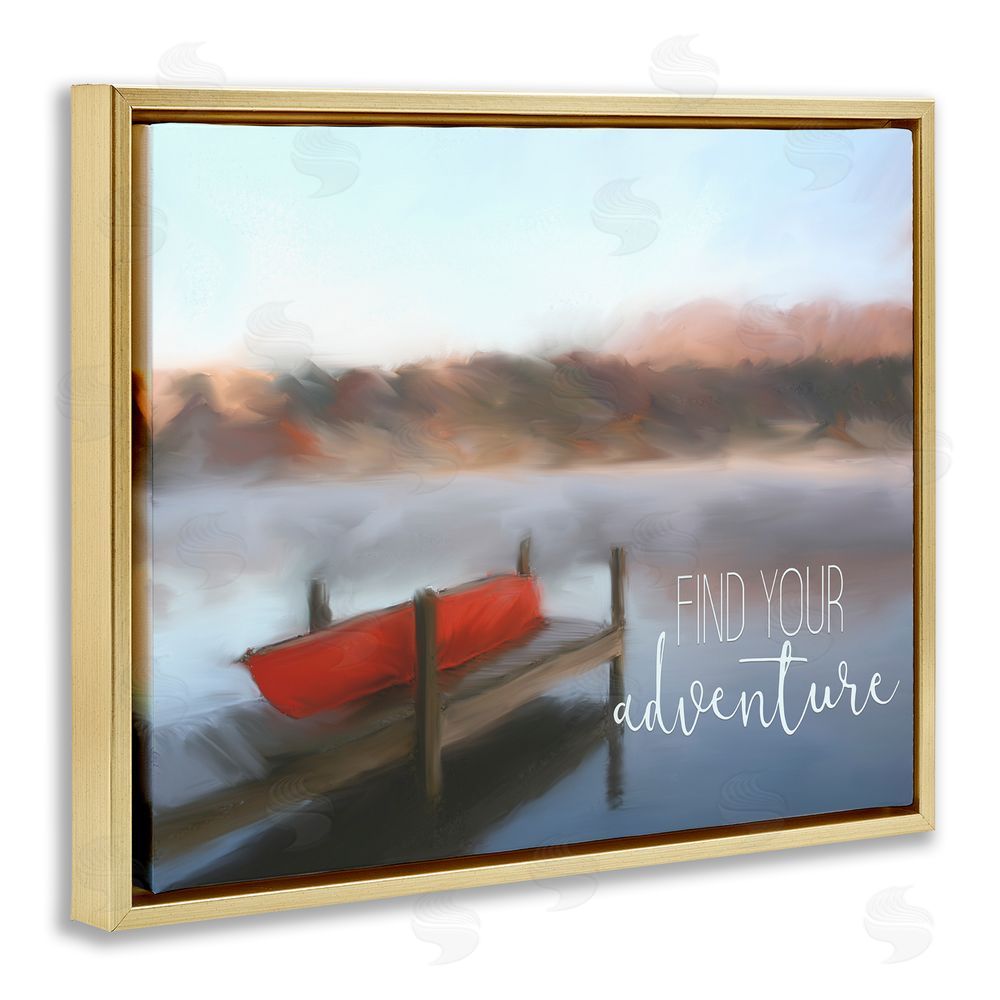 Kim Allen Find Your Adventure Dock Gold Floating Frame Canvas Wall Art Print