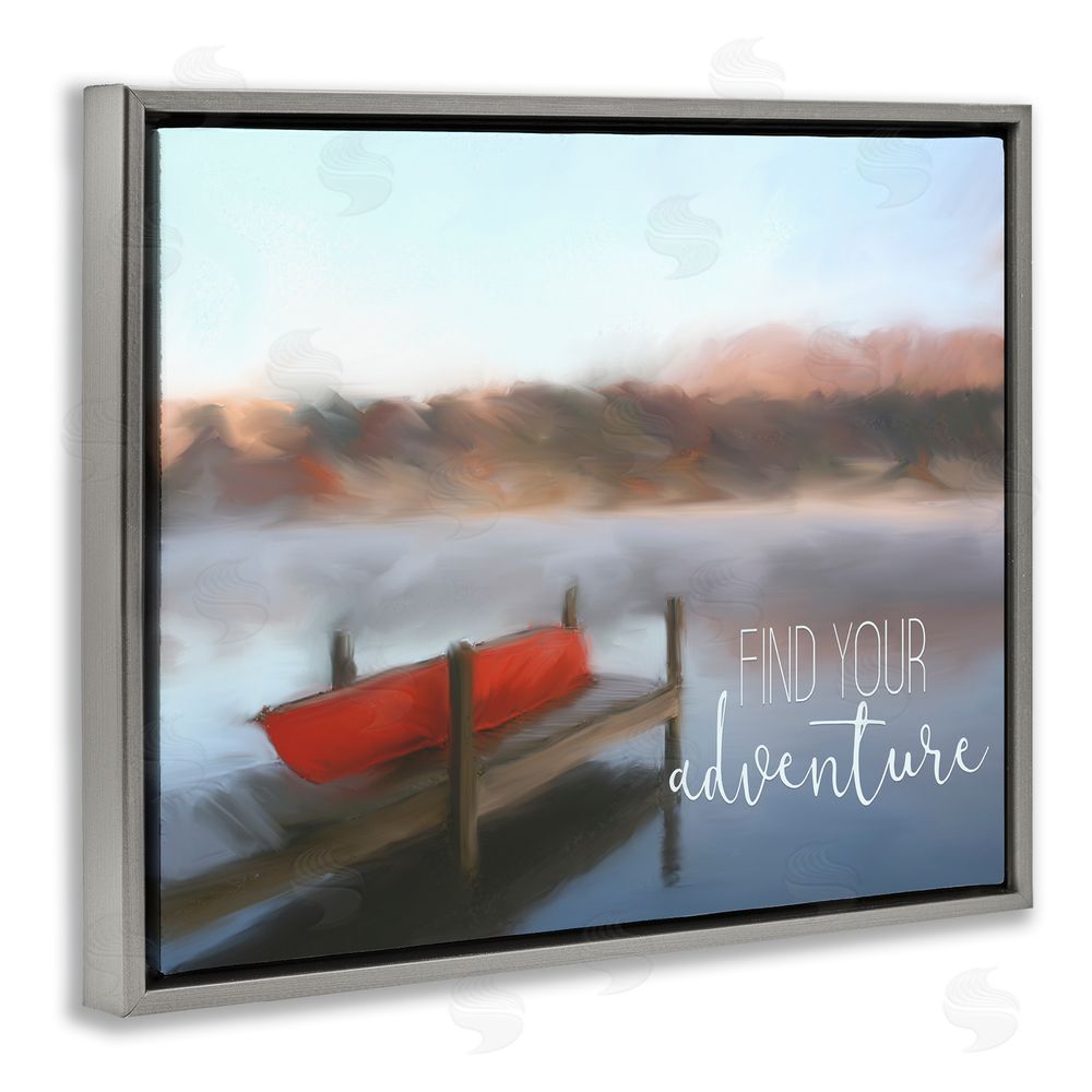 Kim Allen Find Your Adventure Dock Grey Floating Frame Canvas Wall Art Print