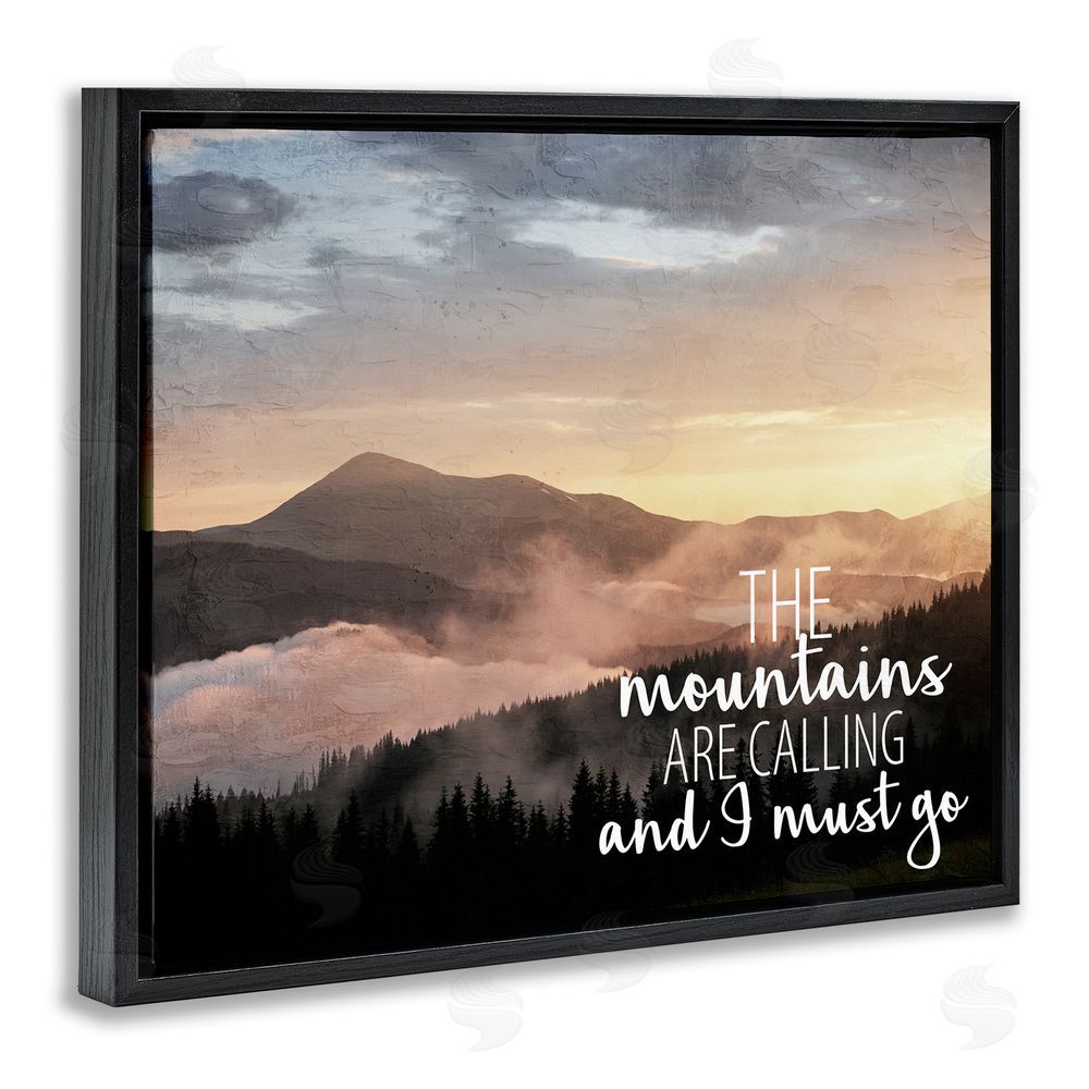 Kim Allen Mountains Are Calling Landscape Black Floating Frame Canvas Wall Art Print