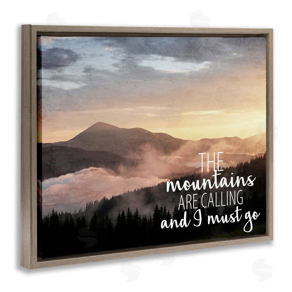 Kim Allen Mountains Are Calling Landscape Brown Floating Frame Canvas Wall Art Print