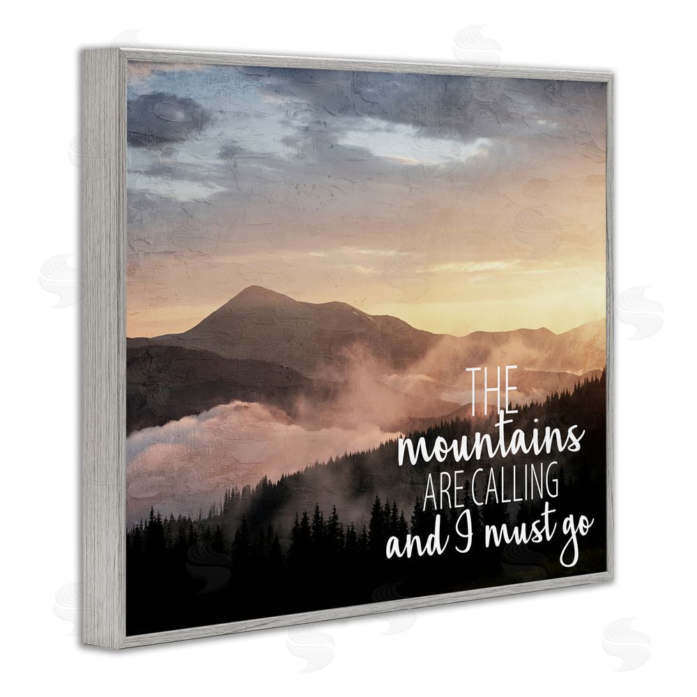 Kim Allen Mountains Are Calling Landscape Gray Framed Giclee Wall Art Print