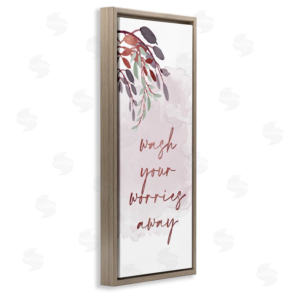 Kim Allen Pink Wash Worries Away Brown Floating Frame Canvas Wall Art Print