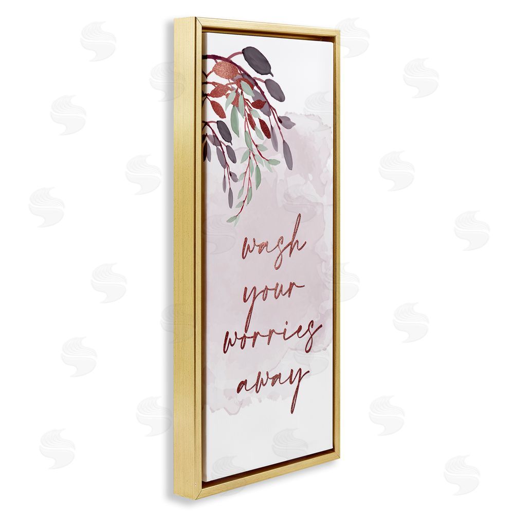 Kim Allen Pink Wash Worries Away Gold Floating Frame Canvas Wall Art Print