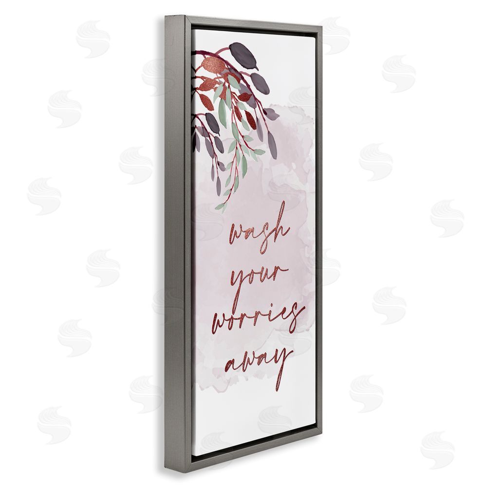 Kim Allen Pink Wash Worries Away Grey Floating Frame Canvas Wall Art Print