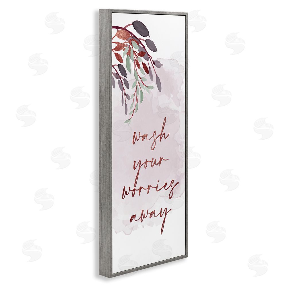 Kim Allen Pink Wash Worries Away Gray Framed Giclee Wall Art Print