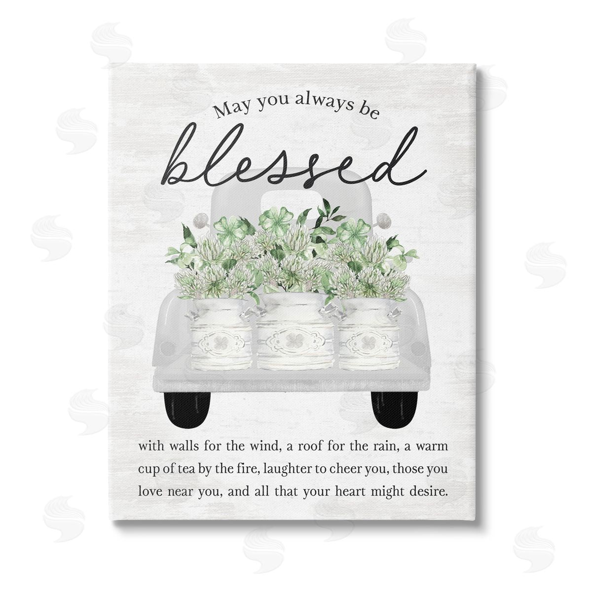 Lettered and Lined Always Be Blessed Proverb Stretched Canvas Wall Art Print