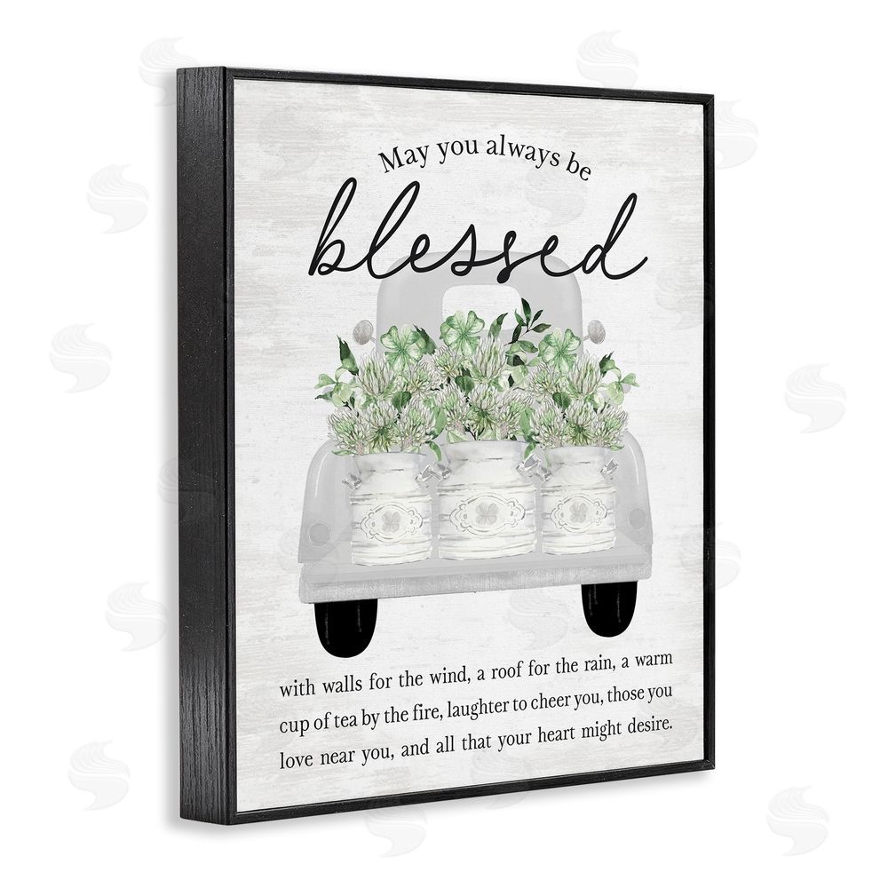 Lettered and Lined Always Be Blessed Proverb Black Framed Giclee Wall Art Print