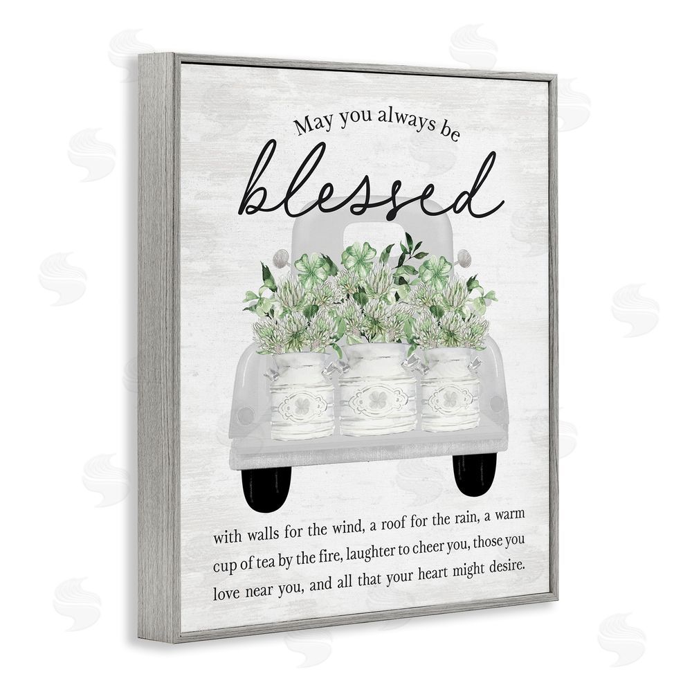 Lettered and Lined Always Be Blessed Proverb Gray Framed Giclee Wall Art Print