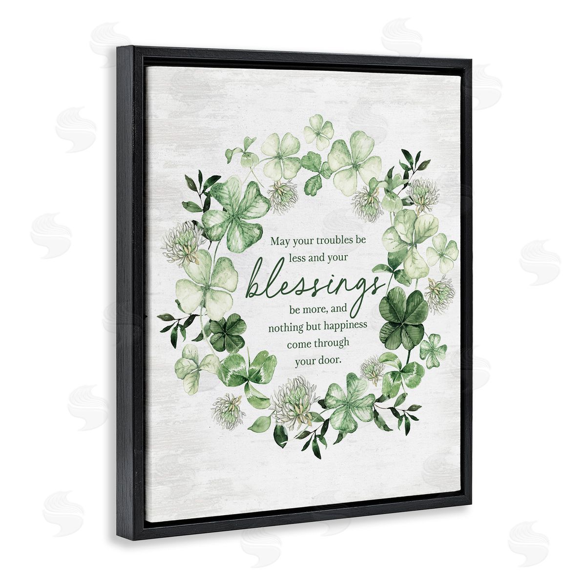 Irish Proverb Wreath Black Floating Frame Canvas Wall Art, Home Decor by Lettered and Lined