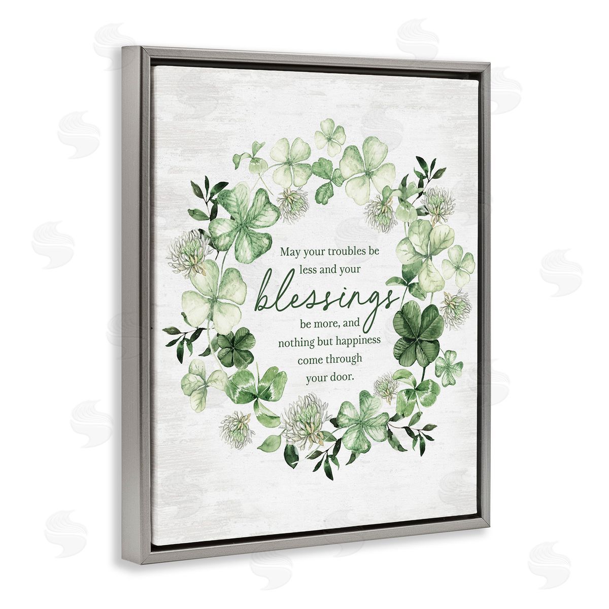 Irish Proverb Wreath Grey Floating Frame Canvas Wall Art, Home Decor by Lettered and Lined