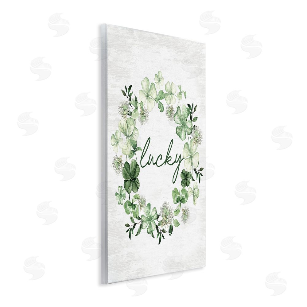 Lettered and Lined Lucky Clover Wreath Wall Plaque Art Print