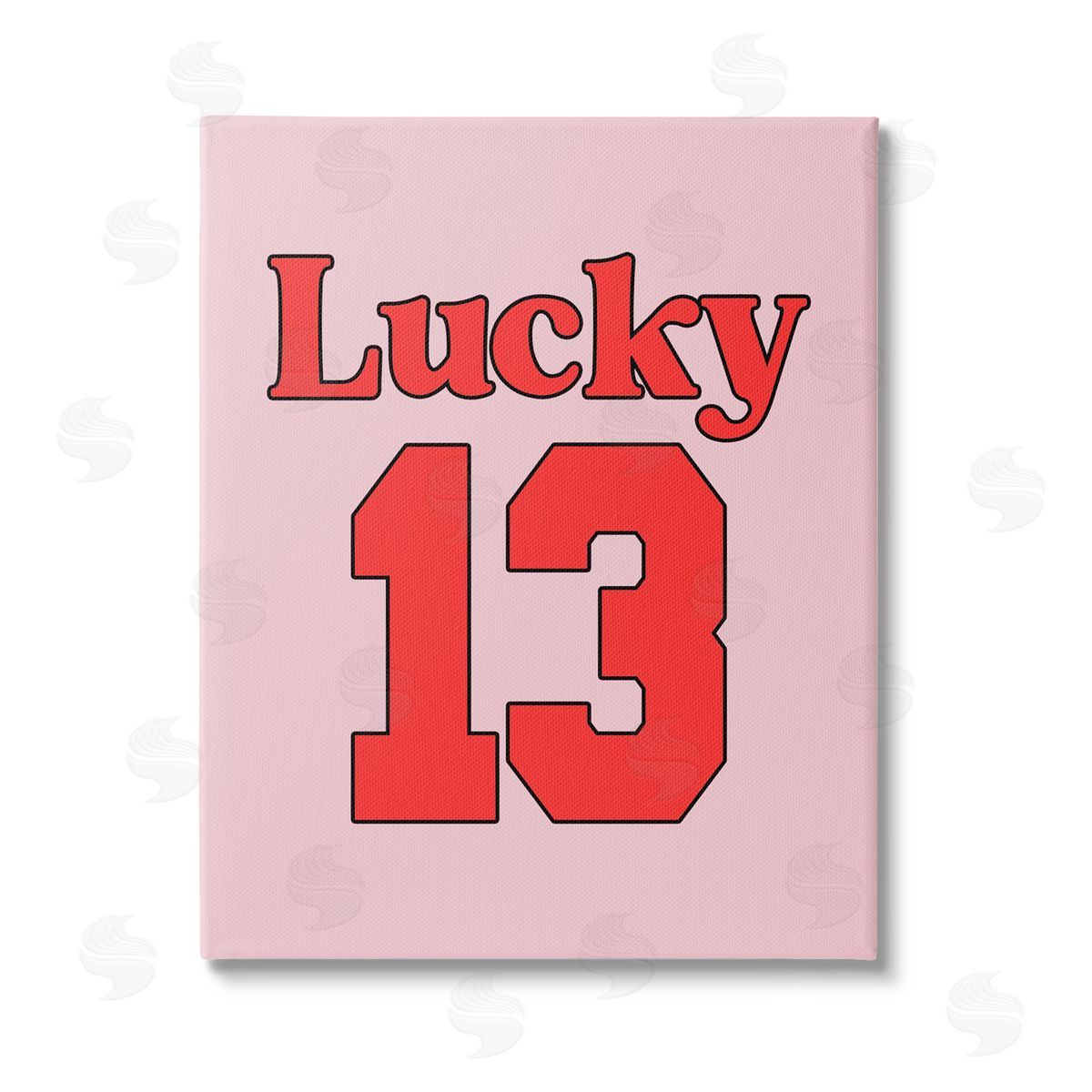 House of Lulu Lucky 13 Varsity Text Stretched Canvas Wall Art Print