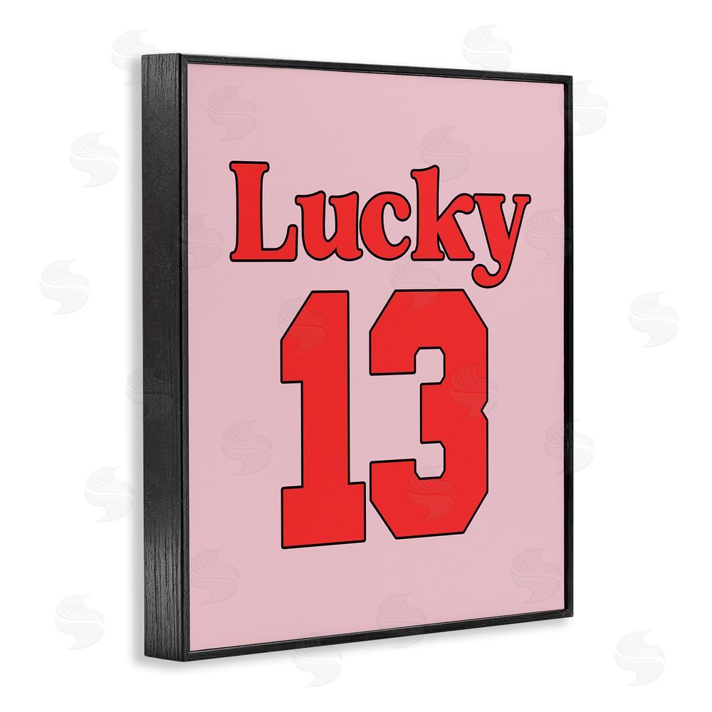 House of Lulu Lucky 13 Varsity Text Black Framed Giclee Wall Art Print