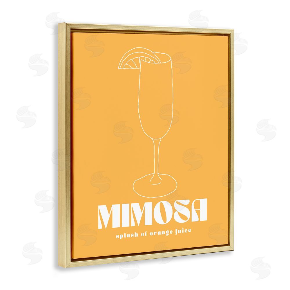 House of Lulu Mimosa Splash of OJ Gold Floating Frame Canvas Wall Art Print