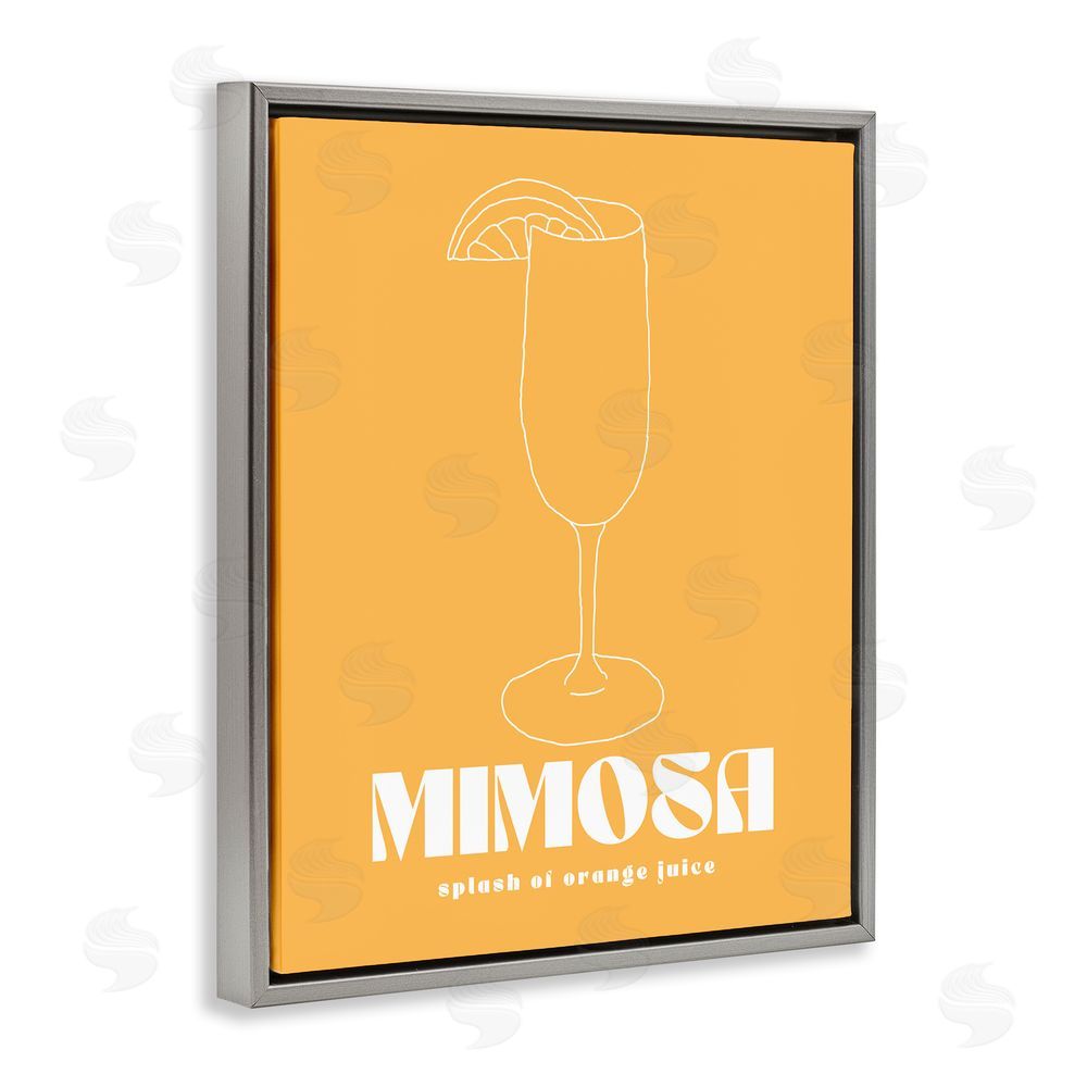 House of Lulu Mimosa Splash of OJ Grey Floating Frame Canvas Wall Art Print