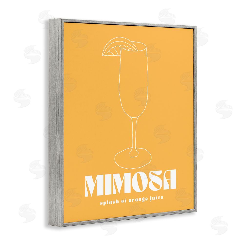 House of Lulu Mimosa Splash of OJ Gray Framed Giclee Wall Art Print