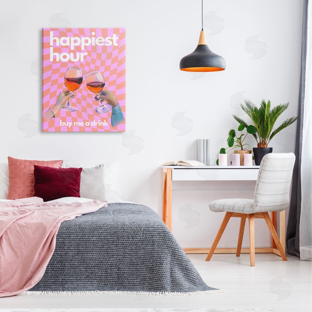 House of Lulu Groovy Happiest Hour Canvas Wall Art Print in Room