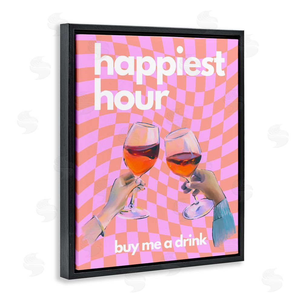House of Lulu Groovy Happiest Hour Black Floating Frame Canvas Wall Art Print