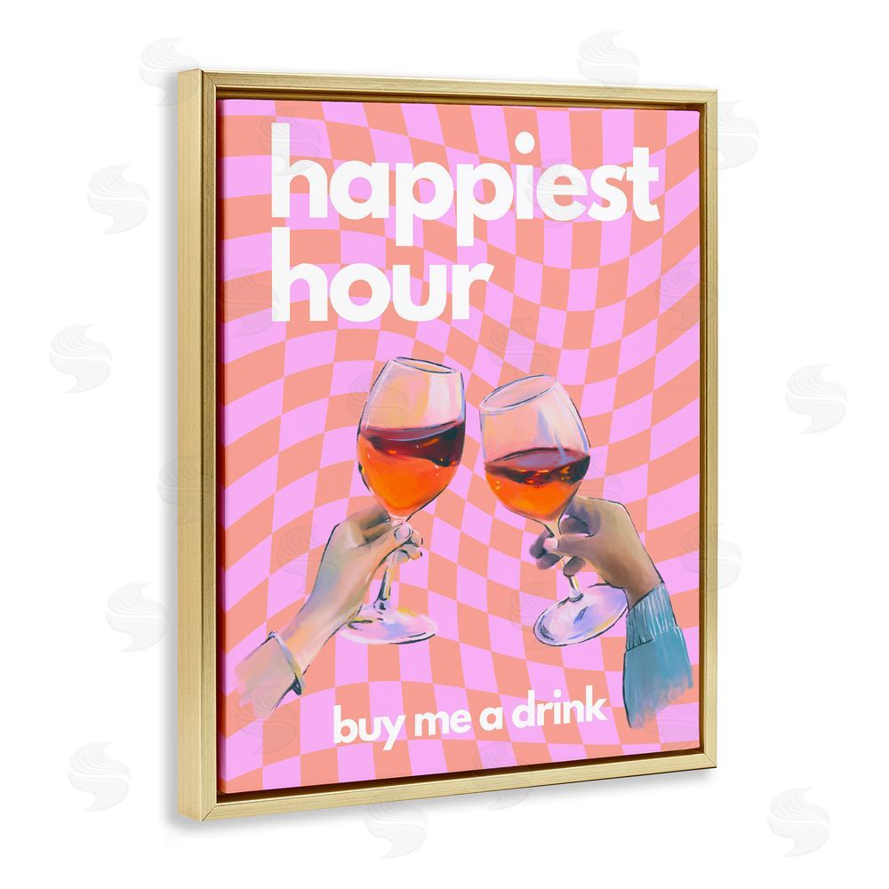 House of Lulu Groovy Happiest Hour Gold Floating Frame Canvas Wall Art Print