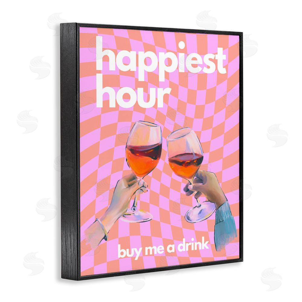House of Lulu Groovy Happiest Hour Black Framed Giclee Wall Art Print