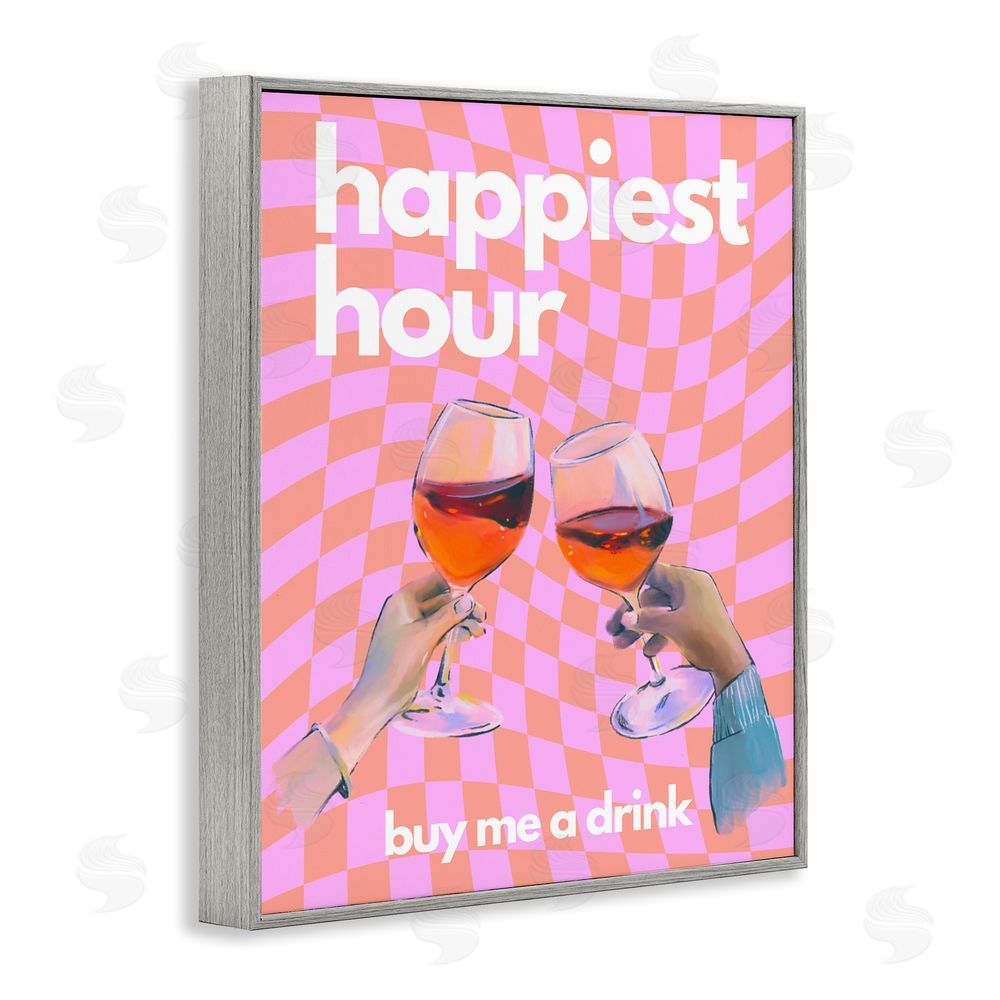 House of Lulu Groovy Happiest Hour Gray Framed Giclee Wall Art Print