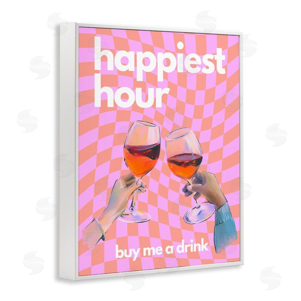 House of Lulu Groovy Happiest Hour White Framed Giclee Wall Art Print