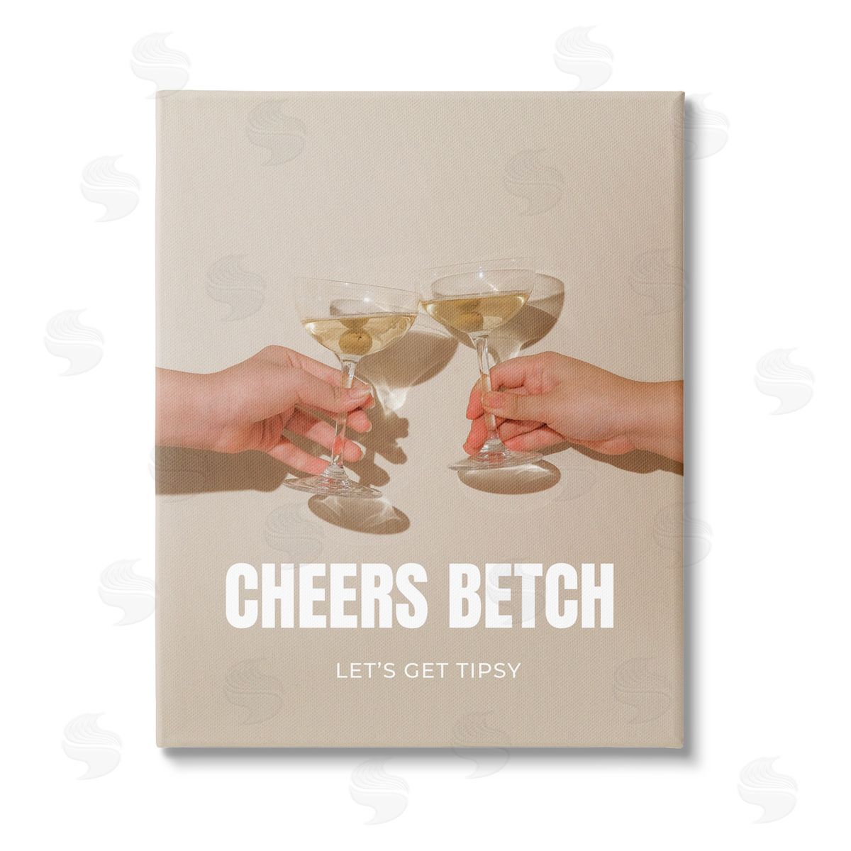 House of Lulu Cheers Betch Wine Glasses Stretched Canvas Wall Art Print
