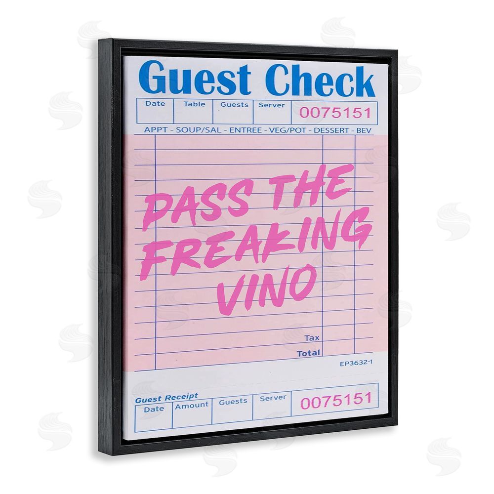 House of Lulu Vintage Pass the Vino Black Floating Frame Canvas Wall Art Print