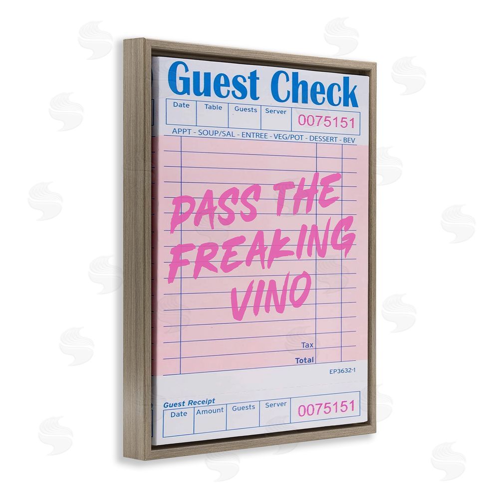 House of Lulu Vintage Pass the Vino Brown Floating Frame Canvas Wall Art Print