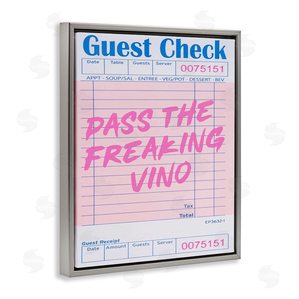 House of Lulu Vintage Pass the Vino Grey Floating Frame Canvas Wall Art Print