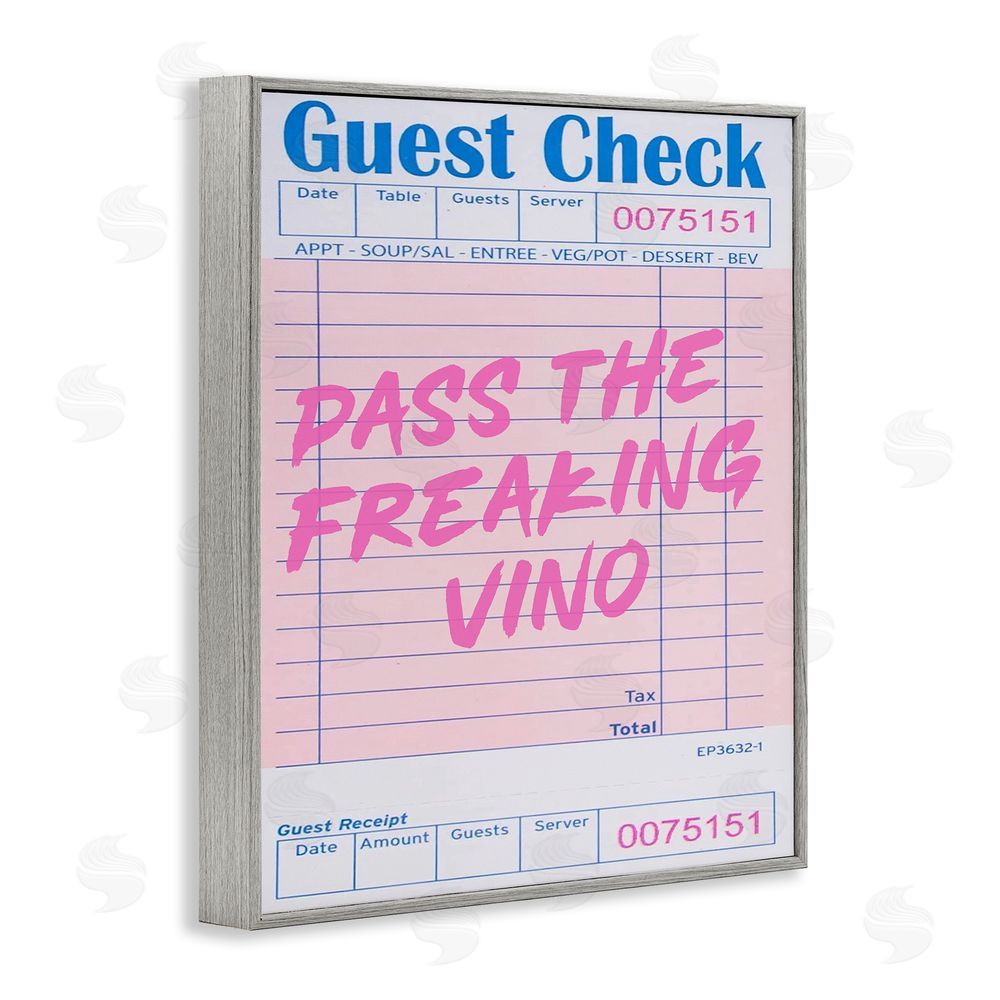 House of Lulu Vintage Pass the Vino Gray Framed Giclee Wall Art Print