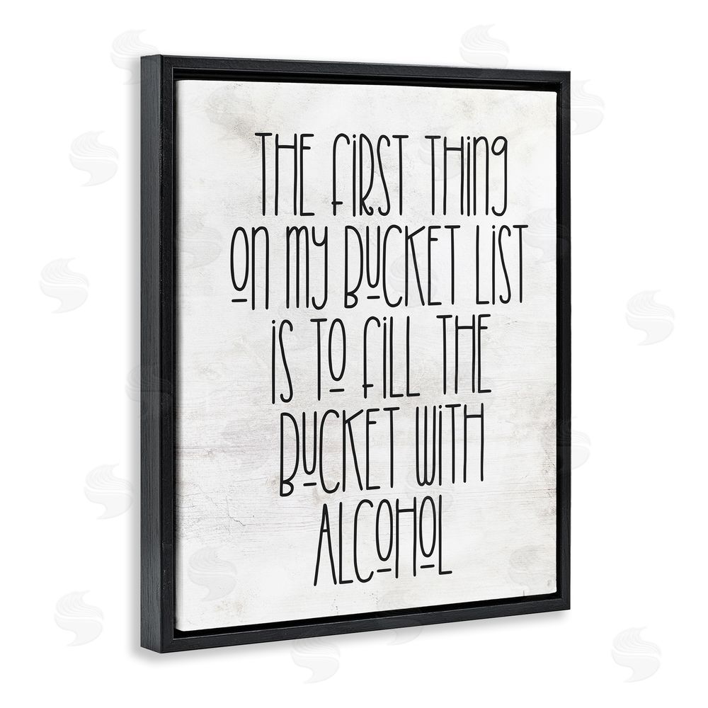 Stupell Studio Funny Alcohol Bucket List Black Floating Frame Canvas Wall Art Print