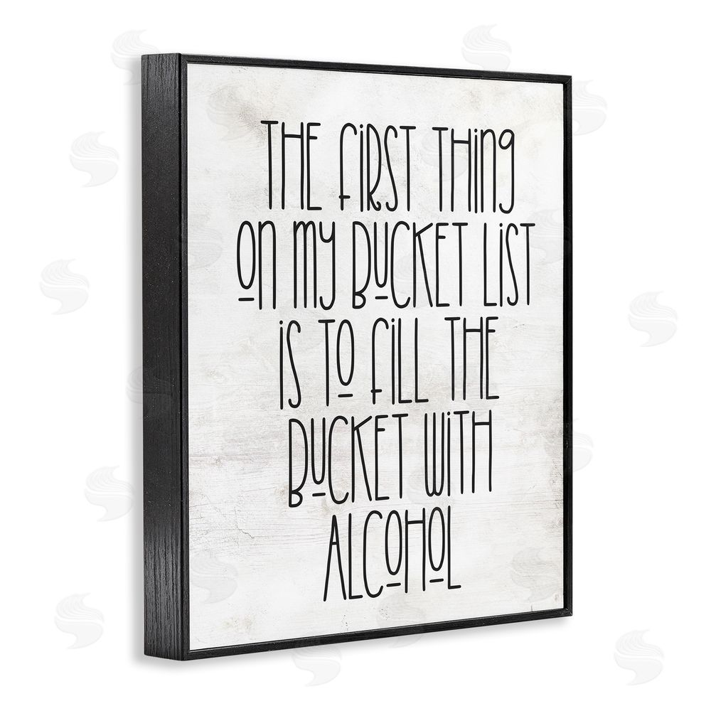 Stupell Studio Funny Alcohol Bucket List Black Framed Giclee Wall Art Print